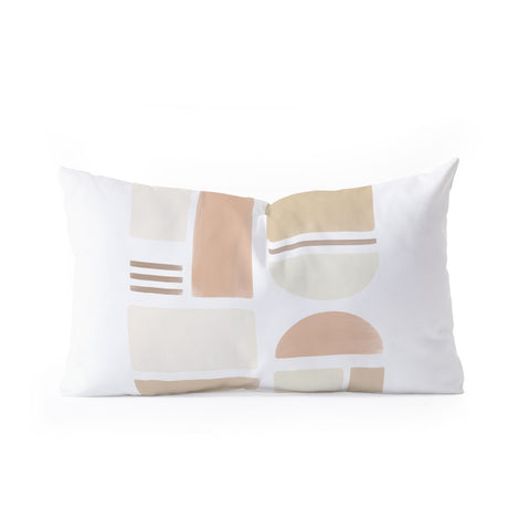Bohomadic.Studio Geometric Shapes in Creme and Soft Pink Oblong Throw Pillow
