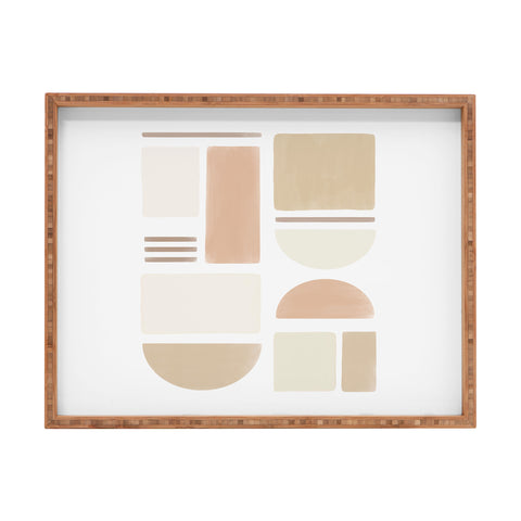 Bohomadic.Studio Geometric Shapes in Creme and Soft Pink Rectangular Tray