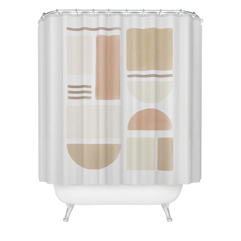 Bohomadic.Studio Geometric Shapes in Creme and Soft Pink Shower Curtain