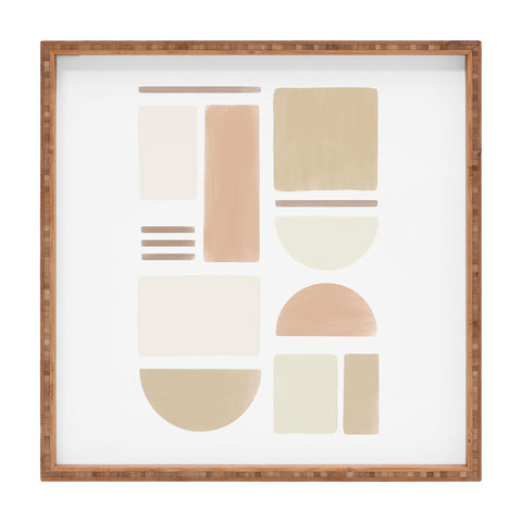 Bohomadic.Studio Geometric Shapes in Creme and Soft Pink Square Tray
