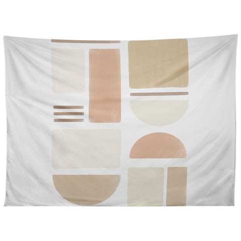 Bohomadic.Studio Geometric Shapes in Creme and Soft Pink Tapestry