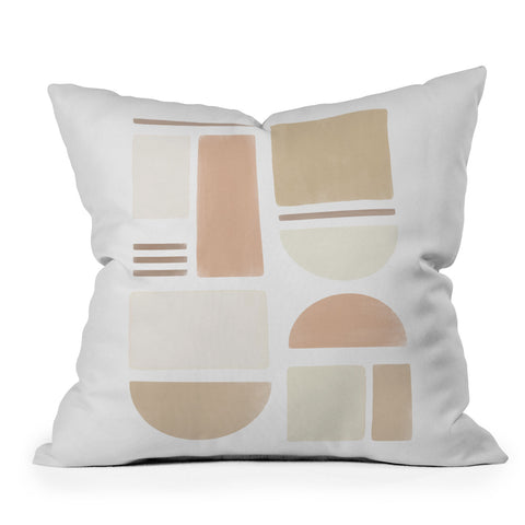 Bohomadic.Studio Geometric Shapes in Creme and Soft Pink Throw Pillow