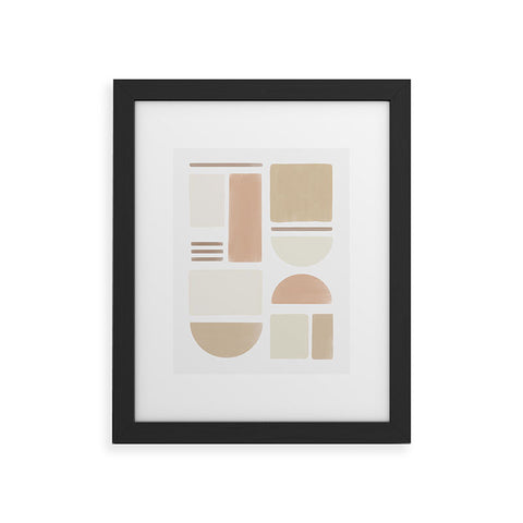 Bohomadic.Studio Geometric Shapes in Creme and Soft Pink Framed Art Print