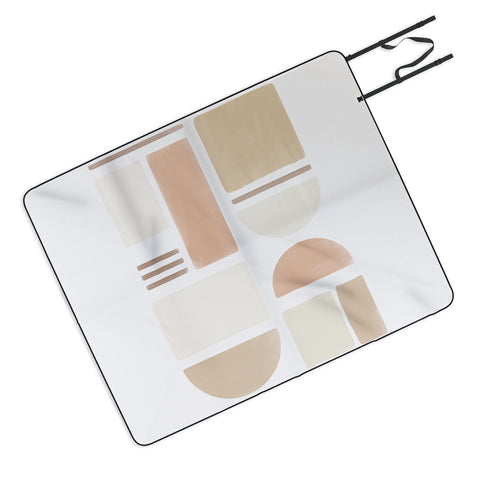 Bohomadic.Studio Geometric Shapes in Creme and Soft Pink Outdoor Blanket