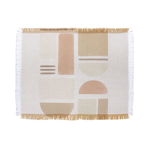 Bohomadic.Studio Geometric Shapes in Creme and Soft Pink Throw Blanket