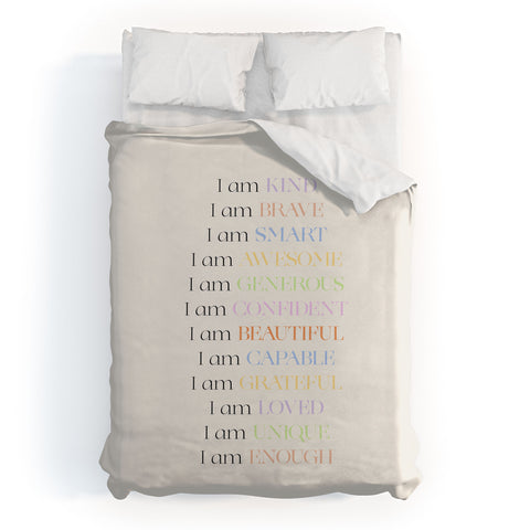 Bohomadic.Studio I Am Kind Smart Loved Daily A Duvet Cover