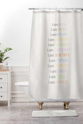 Bohomadic.Studio I Am Kind Smart Loved Daily A Shower Curtain And Mat