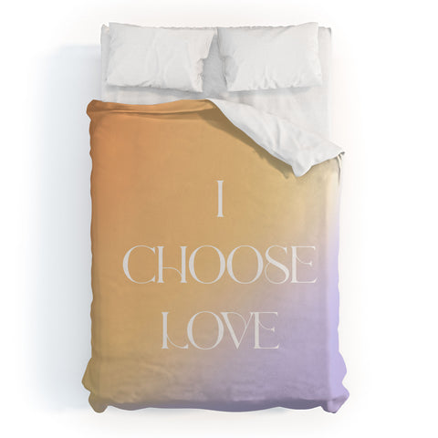 Bohomadic.Studio I Choose Love Motivational Duvet Cover