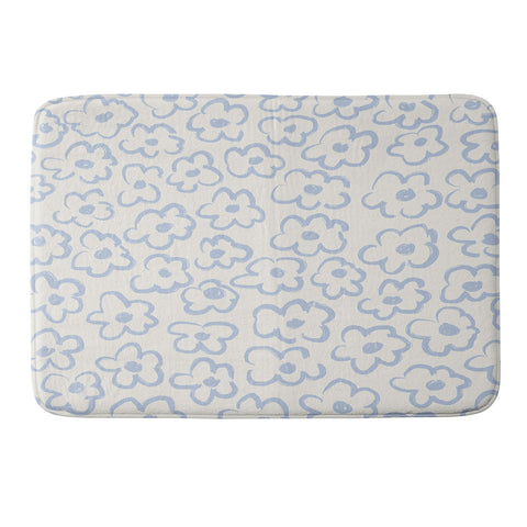 Bohomadic.Studio Light Blue Daisies Pattern Memory Foam Bath Mat