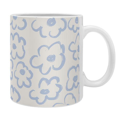 Bohomadic.Studio Light Blue Daisies Pattern Coffee Mug