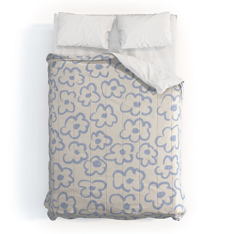 Bohomadic.Studio Light Blue Daisies Pattern Comforter