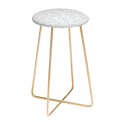 Bohomadic.Studio Light Blue Daisies Pattern Counter Stool