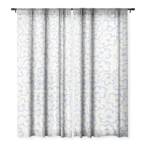 Bohomadic.Studio Light Blue Daisies Pattern Sheer Non Repeat