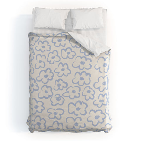 Bohomadic.Studio Light Blue Daisies Pattern Duvet Cover