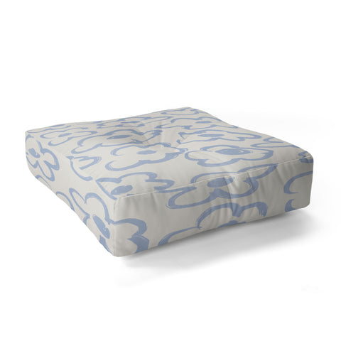 Bohomadic.Studio Light Blue Daisies Pattern Floor Pillow Square