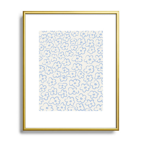 Bohomadic.Studio Light Blue Daisies Pattern Metal Framed Art Print