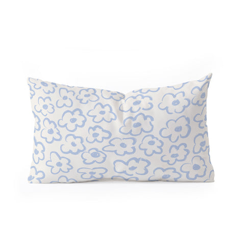 Bohomadic.Studio Light Blue Daisies Pattern Oblong Throw Pillow