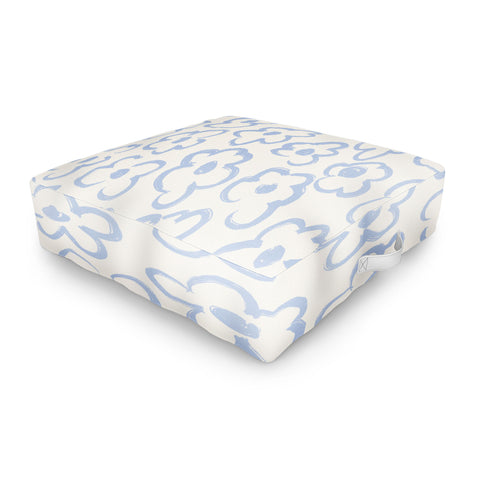 Bohomadic.Studio Light Blue Daisies Pattern Outdoor Floor Cushion