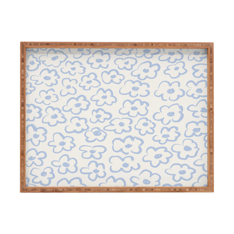 Bohomadic.Studio Light Blue Daisies Pattern Rectangular Tray