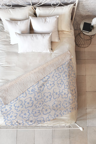 Bohomadic.Studio Light Blue Daisies Pattern Fleece Throw Blanket