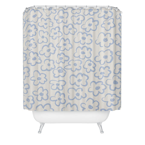 Bohomadic.Studio Light Blue Daisies Pattern Shower Curtain