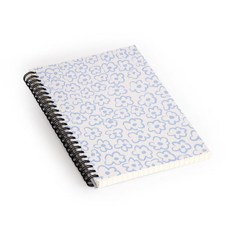 Bohomadic.Studio Light Blue Daisies Pattern Spiral Notebook