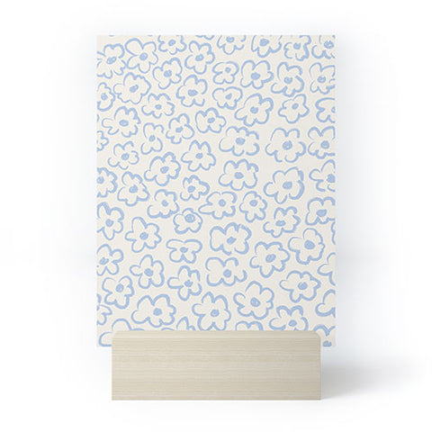Bohomadic.Studio Light Blue Daisies Pattern Mini Art Print