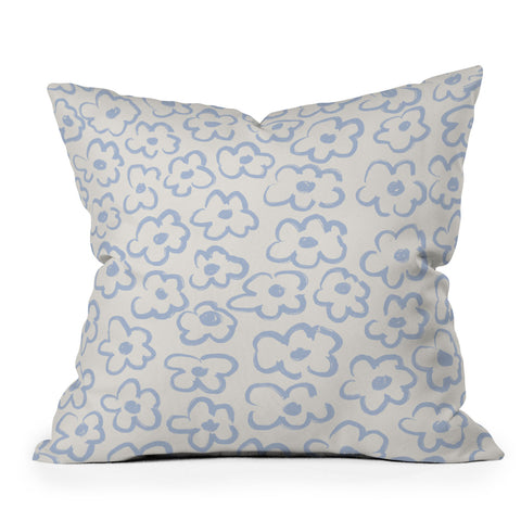 Bohomadic.Studio Light Blue Daisies Pattern Throw Pillow