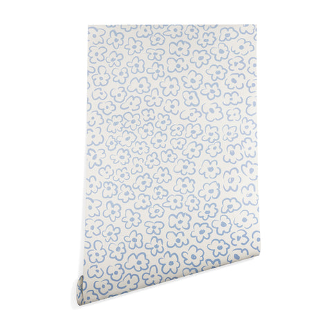 Bohomadic.Studio Light Blue Daisies Pattern Wallpaper