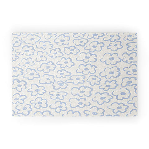 Bohomadic.Studio Light Blue Daisies Pattern Welcome Mat