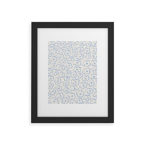 Bohomadic.Studio Light Blue Daisies Pattern Framed Art Print