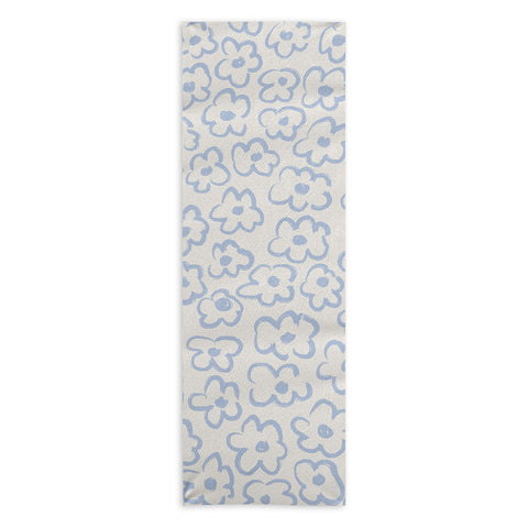 Bohomadic.Studio Light Blue Daisies Pattern Yoga Towel