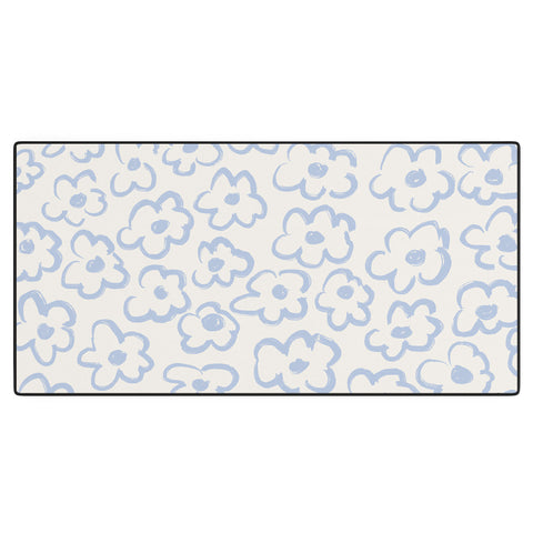 Bohomadic.Studio Light Blue Daisies Pattern Desk Mat