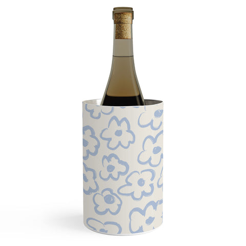 Bohomadic.Studio Light Blue Daisies Pattern Wine Chiller