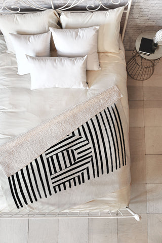 Bohomadic.Studio Minimal Series Black Striped Arch Fleece Throw Blanket