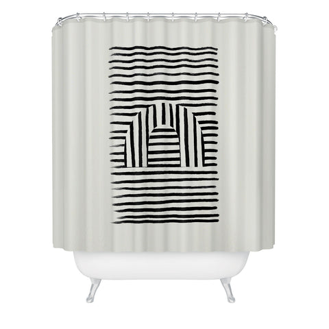 Bohomadic.Studio Minimal Series Black Striped Arch Shower Curtain
