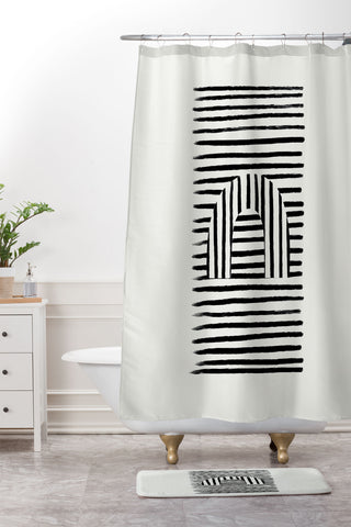 Bohomadic.Studio Minimal Series Black Striped Arch Shower Curtain And Mat