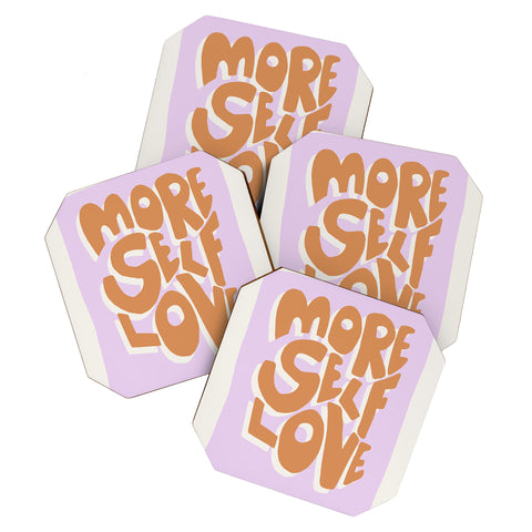 Bohomadic.Studio Modern More Self Love Quote Coaster Set