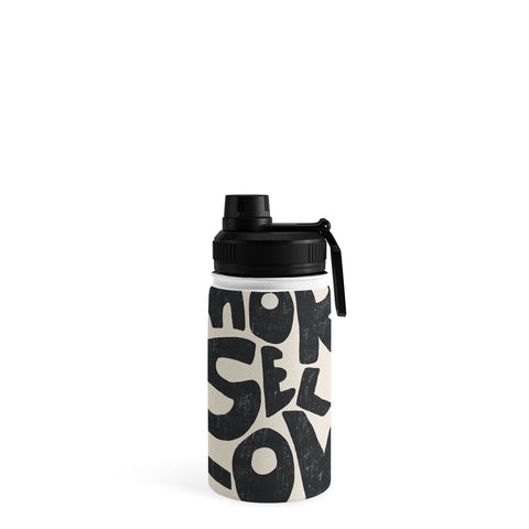 Bohomadic.Studio Modern Self Love Art in Black Water Bottle