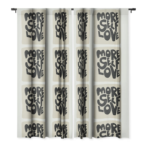 Bohomadic.Studio Modern Self Love Art in Black Blackout Window Curtain