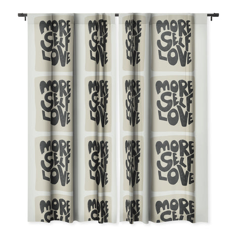 Bohomadic.Studio Modern Self Love Art in Black Blackout Window Curtain