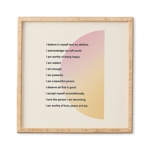 Bohomadic.Studio Self Love Affirmations Positivity Framed Wall Art