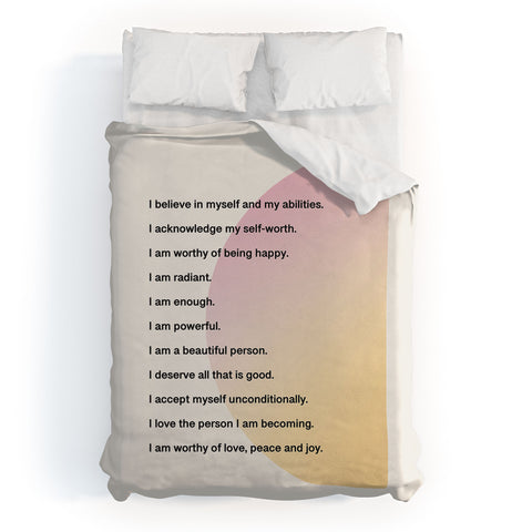 Bohomadic.Studio Self Love Affirmations Positivity Duvet Cover