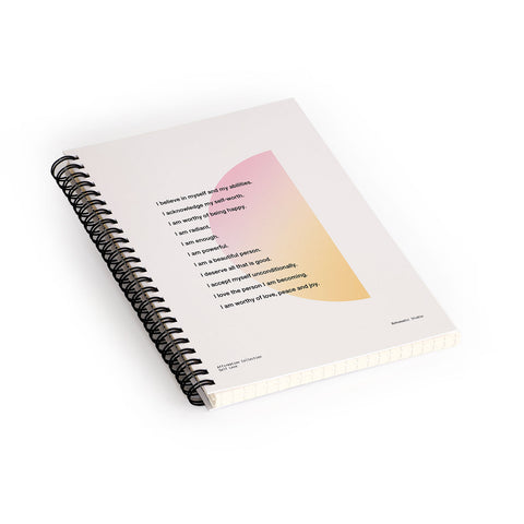 Bohomadic.Studio Self Love Affirmations Positivity Spiral Notebook