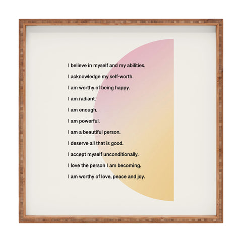 Bohomadic.Studio Self Love Affirmations Positivity Square Tray