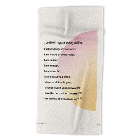 Bohomadic.Studio Self Love Affirmations Positivity Beach Towel