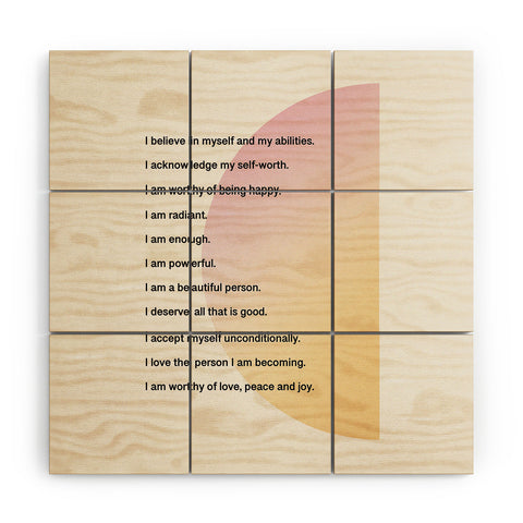 Bohomadic.Studio Self Love Affirmations Positivity Wood Wall Mural