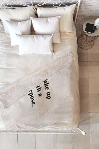 Bohomadic.Studio Wake Up With A Purpose Motivational Quote Fleece Throw Blanket
