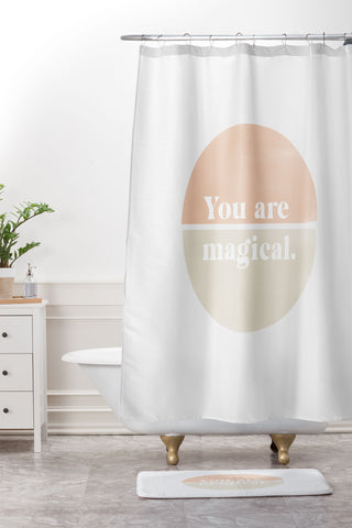 Bohomadic.Studio You Are Magical Soft Pink Shower Curtain And Mat