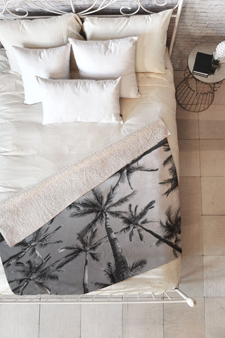 Bree Madden BW Palms Fleece Throw Blanket